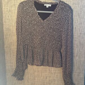 She + Sky Black and White Patterned Blouse